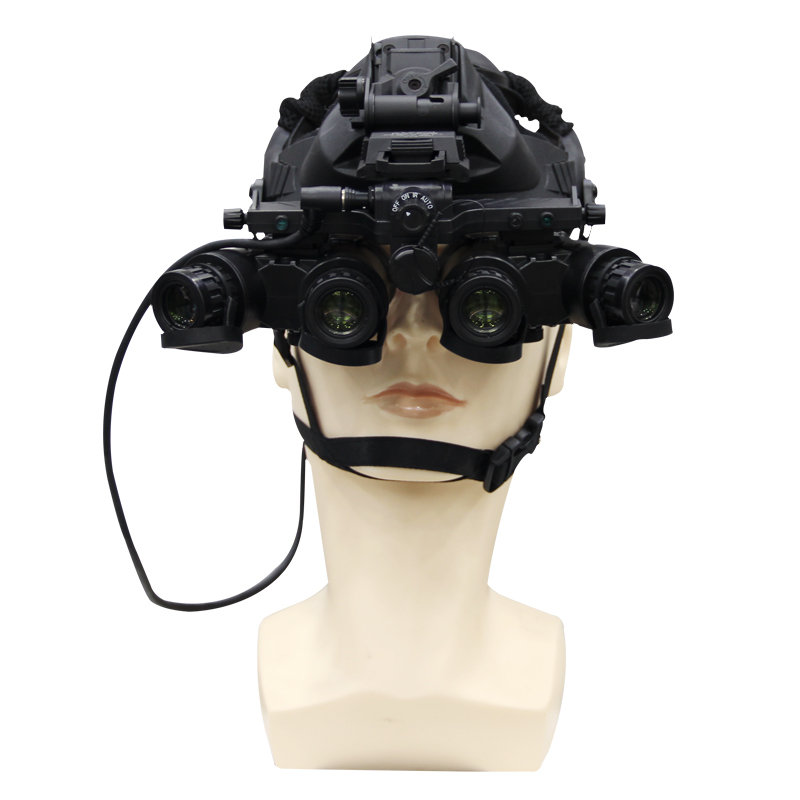 Helmet-mounted four-eye low-light level night vision device